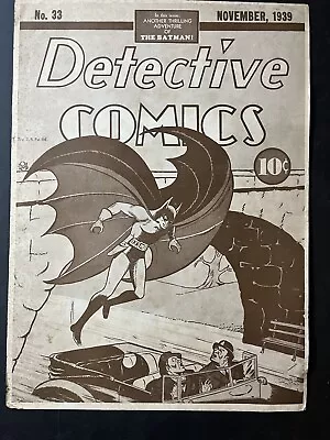 Buy Vintage 1939 DETECTIVE COMICS #33 By Bob Kane 16x21.5  Black & White Poster VG • 58.92£