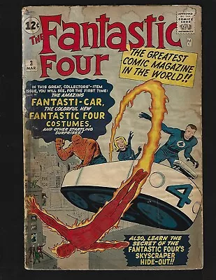 Buy Fantastic Four #3 VG- Kirby 1st FF Costumes 1st Fantasti-Car 1st Miracle Man • 503.48£