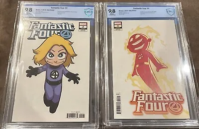 Buy Skottie Young Graded Set!  Fantastic Four # 2 & 4; Both Graded 9.8 By CBCS! • 119.17£