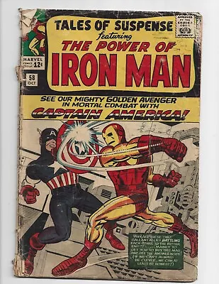 Buy TALES Of SUSPENSE #58 Silver Age Marvel Comics  1964 - Cap Vs Iron Man CC (1) • 63.21£