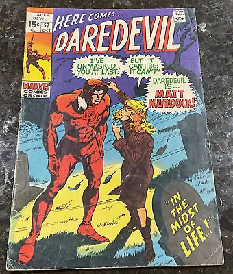 Buy 1969 Marvel Comics Daredevil #57 Silver Age By Roy Thomas-artwork Gene Colan • 14.67£