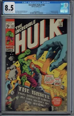 Buy Cgc 8.5 Incredible Hulk #140 1st Appearance Jarella 1971 Marvel Ow/white Pages  • 112.59£