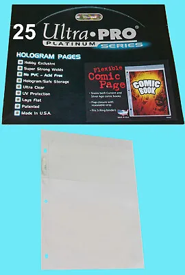 Buy 25 Ultra Pro Platinum COMIC BOOK Flexible PAGES Resealable Binder Pocket 3 Hole • 15.69£