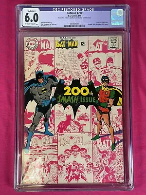 Buy 1968 BATMAN #200 CGC 6.0 Restored - NEAL ADAMS - Scarecrow Joker Penguin Cameos! • 79.39£
