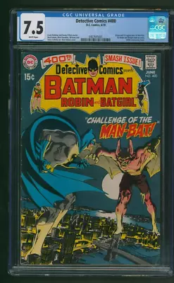 Buy Detective Comics #400 1970 CGC 7.5 White Pages 1st Man-Bat Batman DC 1970 Adams • 354.98£