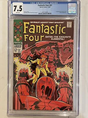 Buy Fantastic Four #81 (Marvel December 1968) CGC 7.5 WHITE Pages Crystal Joins Team • 59.27£