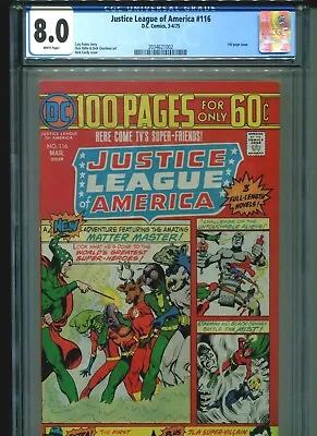 Buy Justice League Of America #116 CGC 8.0 (1975) JLA Nick Cardy Cover White Pages • 55.29£