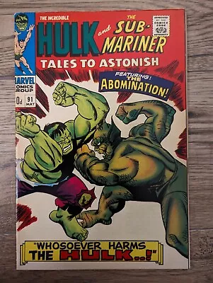 Buy Tales To Astonish #91 May 1967 2nd Appearance & 1st Cover App Of Abomination VFN • 50£