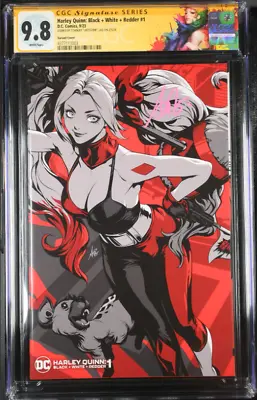 Buy Harley Quinn: Black + White + Redder #1 Cgc 9.8 Signed Artgerm Custom Label L@@k • 119.36£