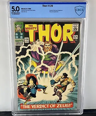 Buy Thor #129 CBCS 5.0! 1st Appearance Of Ares! Hercules! Zeus! 1966! Not CGC! • 102.77£