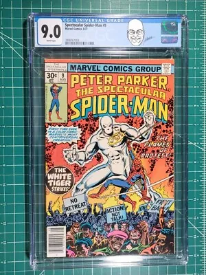 Buy Spectacular Spider-Man #9 (1977) NM CGC 9.0 1st App White Tiger Marvel Perez • 159.90£