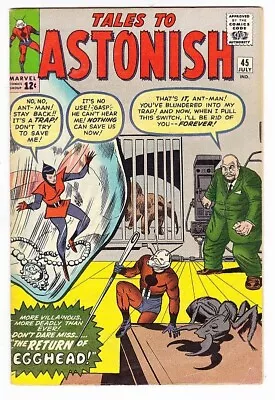 Buy TALES TO ASTONISH #45 - 1963 Silver Age Marvel - 2nd Wasp Appearance - F/VF • 217.42£