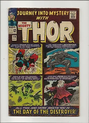 Buy Journey Into Mystery 119 VG 4.0 Thor 1st Warriers Three 2nd Destroyer Kirby 1965 • 35.68£