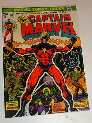 Buy Captain Marvel #32 Jim Starlin Classic Cool Cover Thanos   1974 Glossy 8.0-9.0 • 43.23£