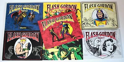 Buy Complete Set Of 7 X Alex Raymond Flash Gordon Checker Comic Strip Hardbacks • 150£