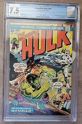 Buy Marvel Incredible Hulk #180 10/74  CGC 7.5 Off White To White 1st Wolverine Xmen • 729.15£