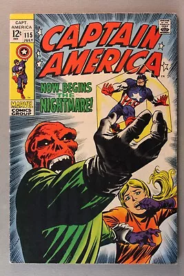 Buy Captain America #115 *1969*  Now Begins The Nightmare!  Stan Lee & John Buscema • 63.92£