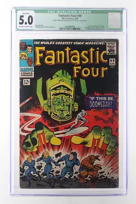 Buy Fantastic Four #49 - Marvel Comics 1966 CGC 5.0 QUALIFIED 1st Full App Galactus. • 422.95£