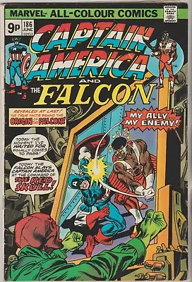 Buy *** Marvel Comics Captain America #186 Origin Of Falcon Vg+ *** • 4.50£