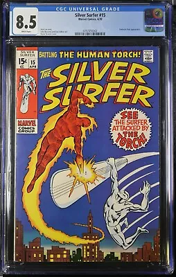 Buy Silver Surfer #15 (1970) Cgc 8.5 White Human Torch Appearance Marvel Comics • 199.88£