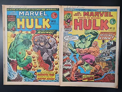 Buy The Mighty World Of Marvel Starring Hulk / Avengers #52 & #53 Marvel Uk 1973 • 0.99£