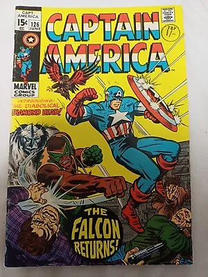Buy Captain America #126 1970 Marvel Comics 1st App Diamond Head • 6£