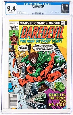 Buy Daredevil #153 Marvel 1978 White CGC 9.4 Cobra & Hyde Appearance 1st Ben Urich • 97.50£