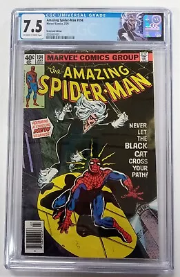 Buy Amazing Spider-Man #194 CGC 7.5 1st Appearance Black Cat Custom Label Newstand • 179.85£