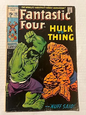 Buy Fantastic Four #112 Classic Thing Vs Hulk Issue John Buscema Cover And Art 1971 • 47.44£