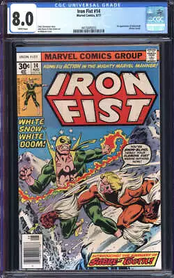 Buy Iron Fist #14 Cgc 8.0 White Pages // 1st Sabretooth Marvel Comics 1977 • 377.16£