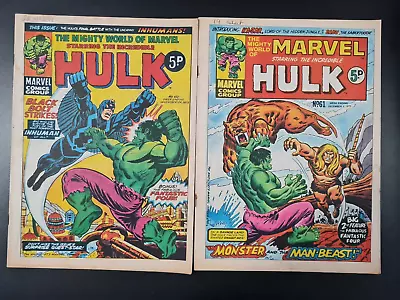Buy The Mighty World Of Marvel Starring Hulk / Avengers #60 & #61 Marvel Uk 1973 • 0.99£