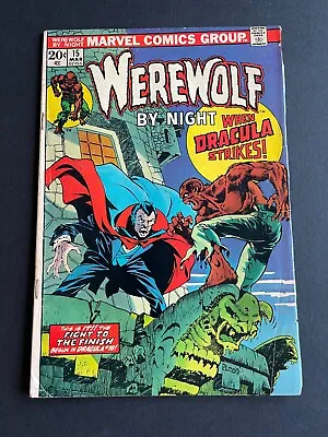 Buy Werewolf By Night #15 - 1st Dracula Vs. Werewolf Battle (Marvel, 1974) Fine- • 38.61£