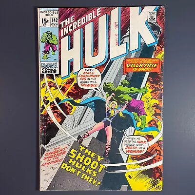 Buy Incredible Hulk 142 1st Valkyrie Bronze Age Marvel 1971 Herb Trimpe Roy Thomas • 19.73£