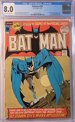 Buy 1972 Batman 241 CGC 8.0 Classic Neal Adams Cover RARE! • 308.06£