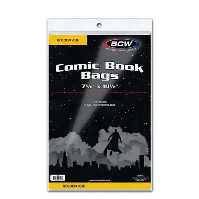 Buy 100 BCW Golden Age Comic Book 2-mil Clear Archival Poly Bags - 7 5/8 X 10 1/2 • 15.58£