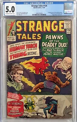 Buy 🔥strange Tales #126 Cgc 5.0*1964 Marvel*doctor Strange*1st App Of Dormammu/clea • 459.11£
