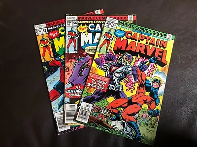 Buy Marvel Comics Captain Marvel #55,56 & 57 1978 (3 Comic Bundle/job Lot) • 5.50£