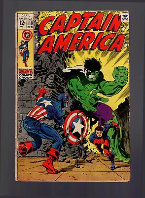 Buy Captain America #110 - Classic Jim Steranko Hulk Cover - Lower Grade • 55.96£