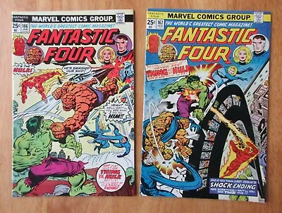 Buy Lot Of *2* High-Grade KEY FANTASTIC FOUR! #166, 167 (VF+) *Nice White Pages!* • 33.21£