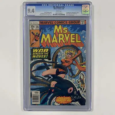Buy Ms. Marvel #16 Vol 1. CGC 9.4 Slabbed Comic. 1978 Cent Copy • 185£