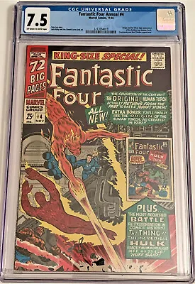 Buy Fantastic Four Annual #4 11/66 CGC 7.5 OW/W Pgs (Origin & 1st SA App. GA Torch) • 197.05£