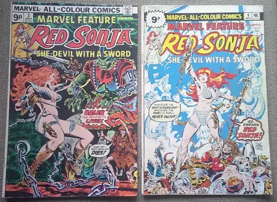 Buy Marvel Feature No.3 And No.4 From 1976 . Red Sonja The She-devil With A Sword ! • 1.99£