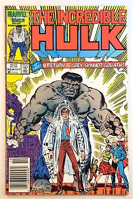 Buy The Incredible Hulk #324 Marvel Comic 1986 VF+ 8.5 Newsstand Return Of Grey Hulk • 12.67£