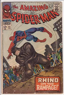 Buy The Amazing Spider-Man #43, Marvel Comics 1966 VG- 3.5 Origin Of The Rhino • 98.55£