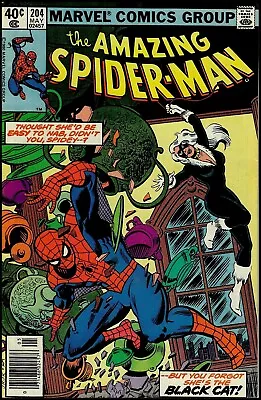 Buy Amazing Spider-Man (1963 Series) #204 'Black Cat App' VG+ Cond (Marvel, 1980) • 6.39£