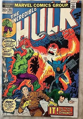 Buy The Incredible Hulk 166 Marvel 1973 Comic Book 1st App. And Origin Of ZZZAK! • 12.86£