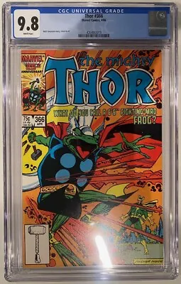 Buy THOR #366 CGC 9.8 WHITE Pages! Thor As A Frog Cover LOKI • 79.29£