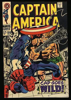 Buy Captain America #106 VF+ 8.5 Jack Kirby Cover And Art! Stan Lee Script! • 45.63£