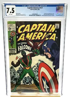 Buy Captain America #117 CGC 7.5 WP Silver Age 1969! 1st App. Falcon (Sam Wilson) 🔑 • 367.77£
