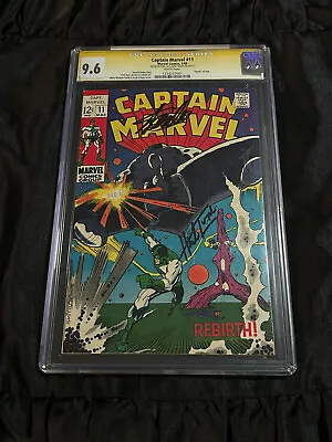 Buy 1969 Captain Marvel #11 CGC 9.6 NM+ W/ White Pgs Herb Trimpe & Stan Lee SIGNED! • 635.48£
